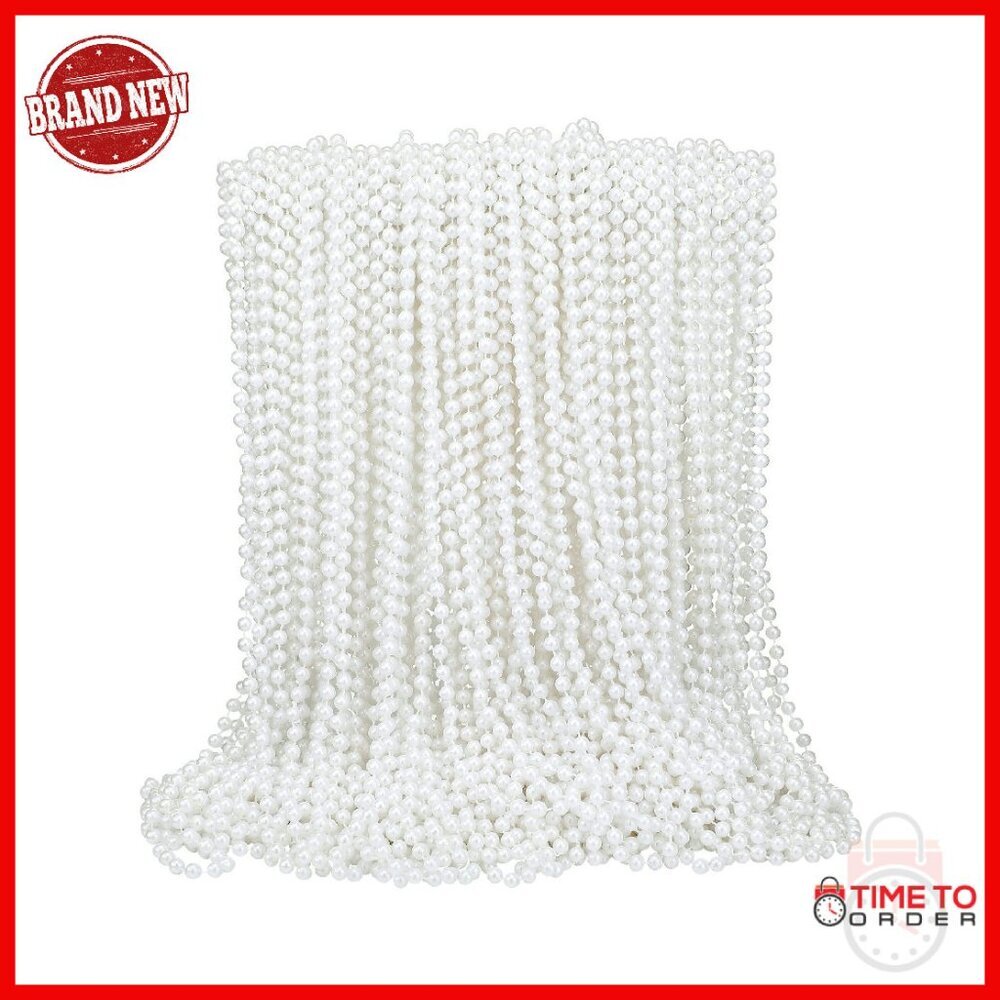 150 Bulk Faux Pearl Necklaces 33in Plastic Beads Party Decor Craft